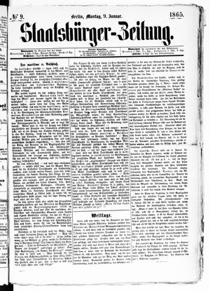 Staatsbürger-Zeitung vom 09.01.1865