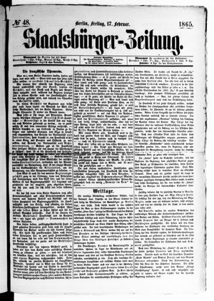 Staatsbürger-Zeitung vom 17.02.1865