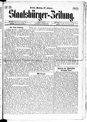 Staatsbürger-Zeitung vom 27.02.1865