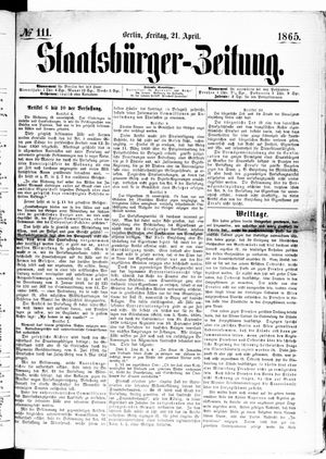 Staatsbürger-Zeitung vom 21.04.1865