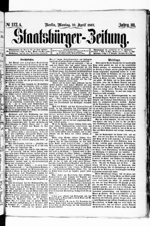 Staatsbürger-Zeitung vom 22.04.1867