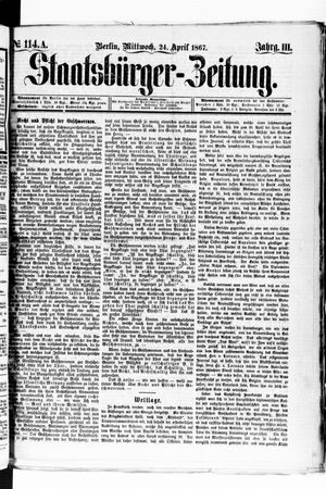 Staatsbürger-Zeitung vom 24.04.1867