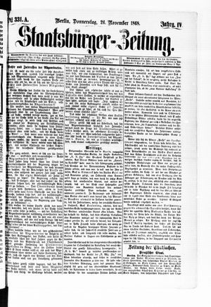 Staatsbürger-Zeitung on Nov 26, 1868
