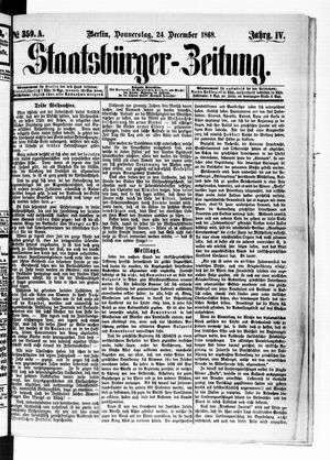Staatsbürger-Zeitung vom 24.12.1868