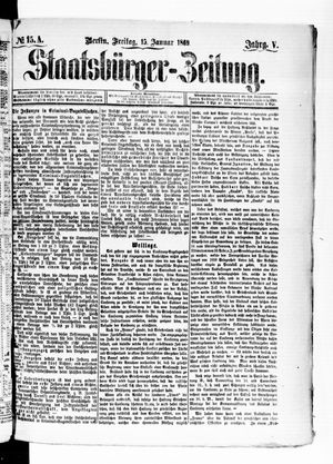 Staatsbürger-Zeitung vom 15.01.1869