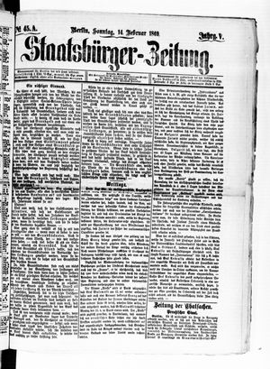 Staatsbürger-Zeitung vom 14.02.1869
