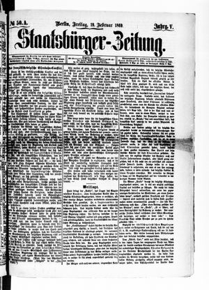 Staatsbürger-Zeitung vom 19.02.1869