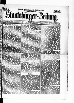 Staatsbürger-Zeitung on Feb 20, 1869
