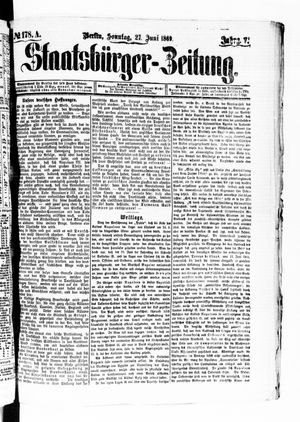 Staatsbürger-Zeitung vom 27.06.1869