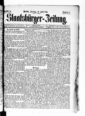Staatsbürger-Zeitung vom 16.07.1869