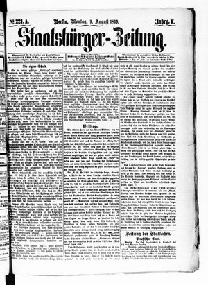 Staatsbürger-Zeitung vom 09.08.1869