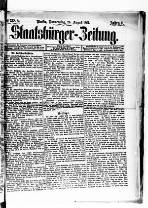 Staatsbürger-Zeitung on Aug 26, 1869