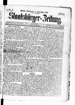 Staatsbürger-Zeitung vom 22.09.1869