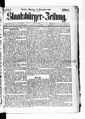 Staatsbürger-Zeitung vom 22.11.1869
