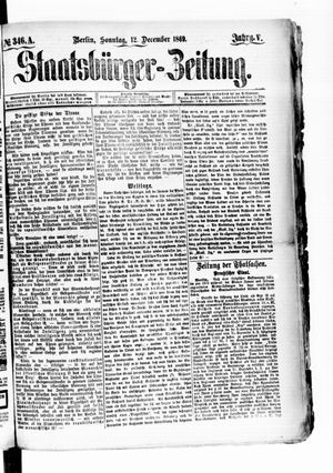 Staatsbürger-Zeitung on Dec 12, 1869
