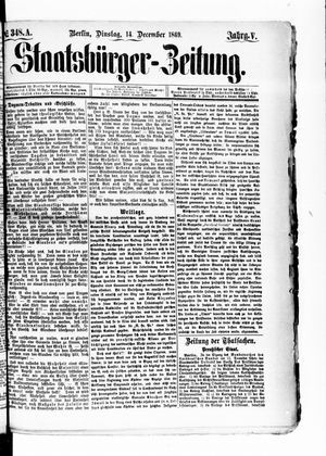 Staatsbürger-Zeitung vom 14.12.1869