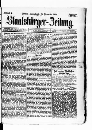 Staatsbürger-Zeitung vom 25.12.1869