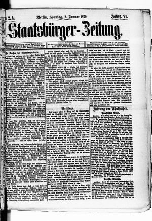 Staatsbürger-Zeitung vom 02.01.1870