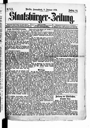 Staatsbürger-Zeitung vom 08.01.1870