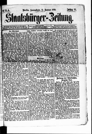 Staatsbürger-Zeitung vom 15.01.1870