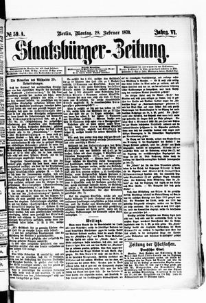 Staatsbürger-Zeitung vom 28.02.1870