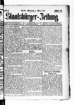 Staatsbürger-Zeitung vom 02.03.1870