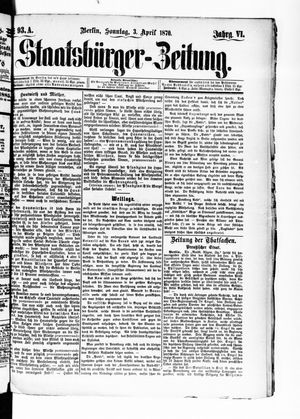 Staatsbürger-Zeitung on Apr 3, 1870