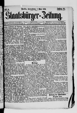 Staatsbürger-Zeitung vom 07.05.1870