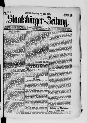 Staatsbürger-Zeitung vom 15.05.1870