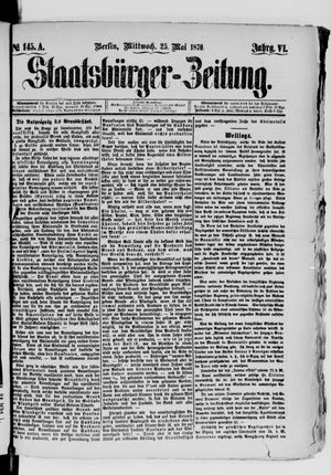 Staatsbürger-Zeitung on May 25, 1870