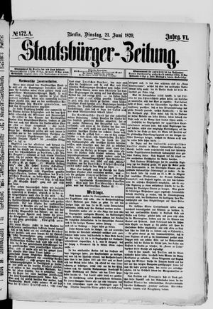 Staatsbürger-Zeitung vom 21.06.1870
