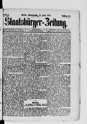 Staatsbürger-Zeitung vom 23.06.1870