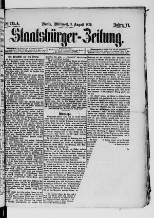 Staatsbürger-Zeitung vom 03.08.1870