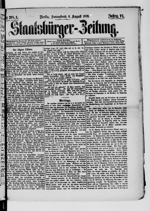Staatsbürger-Zeitung vom 06.08.1870