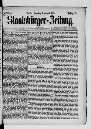 Staatsbürger-Zeitung on Aug 7, 1870