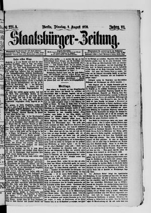 Staatsbürger-Zeitung on Aug 9, 1870