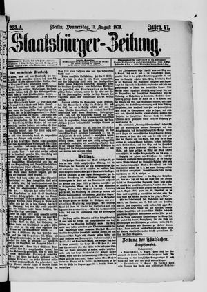 Staatsbürger-Zeitung vom 11.08.1870