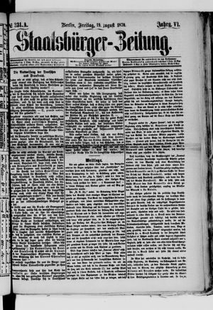 Staatsbürger-Zeitung vom 19.08.1870