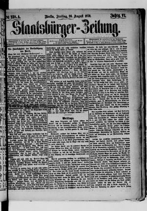 Staatsbürger-Zeitung on Aug 26, 1870