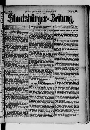 Staatsbürger-Zeitung on Aug 27, 1870