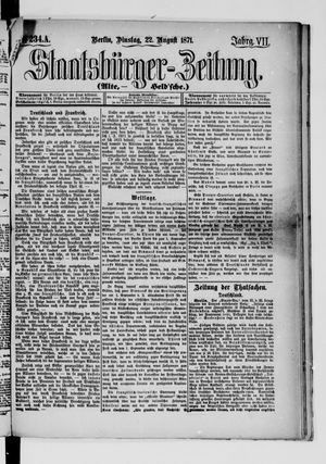 Staatsbürger-Zeitung vom 22.08.1871