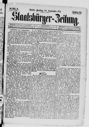 Staatsbürger-Zeitung vom 22.09.1871