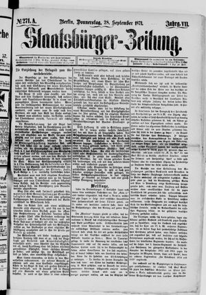 Staatsbürger-Zeitung vom 28.09.1871