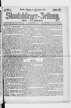 Staatsbürger-Zeitung vom 27.11.1871