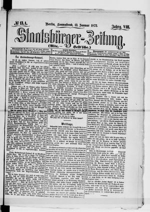 Staatsbürger-Zeitung vom 13.01.1872