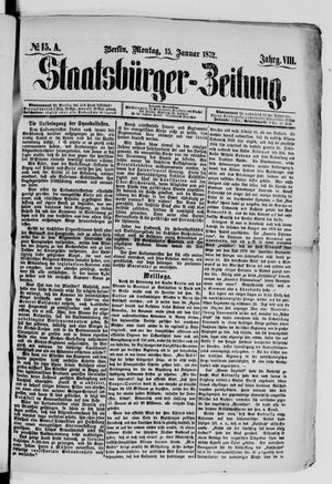 Staatsbürger-Zeitung vom 15.01.1872