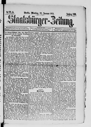 Staatsbürger-Zeitung vom 22.01.1872
