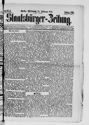 Staatsbürger-Zeitung on Feb 21, 1872