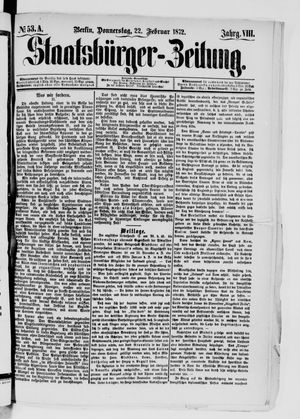 Staatsbürger-Zeitung vom 22.02.1872