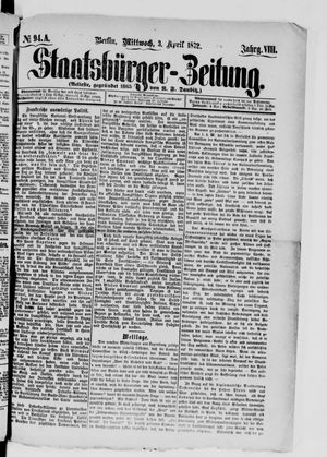 Staatsbürger-Zeitung on Apr 3, 1872
